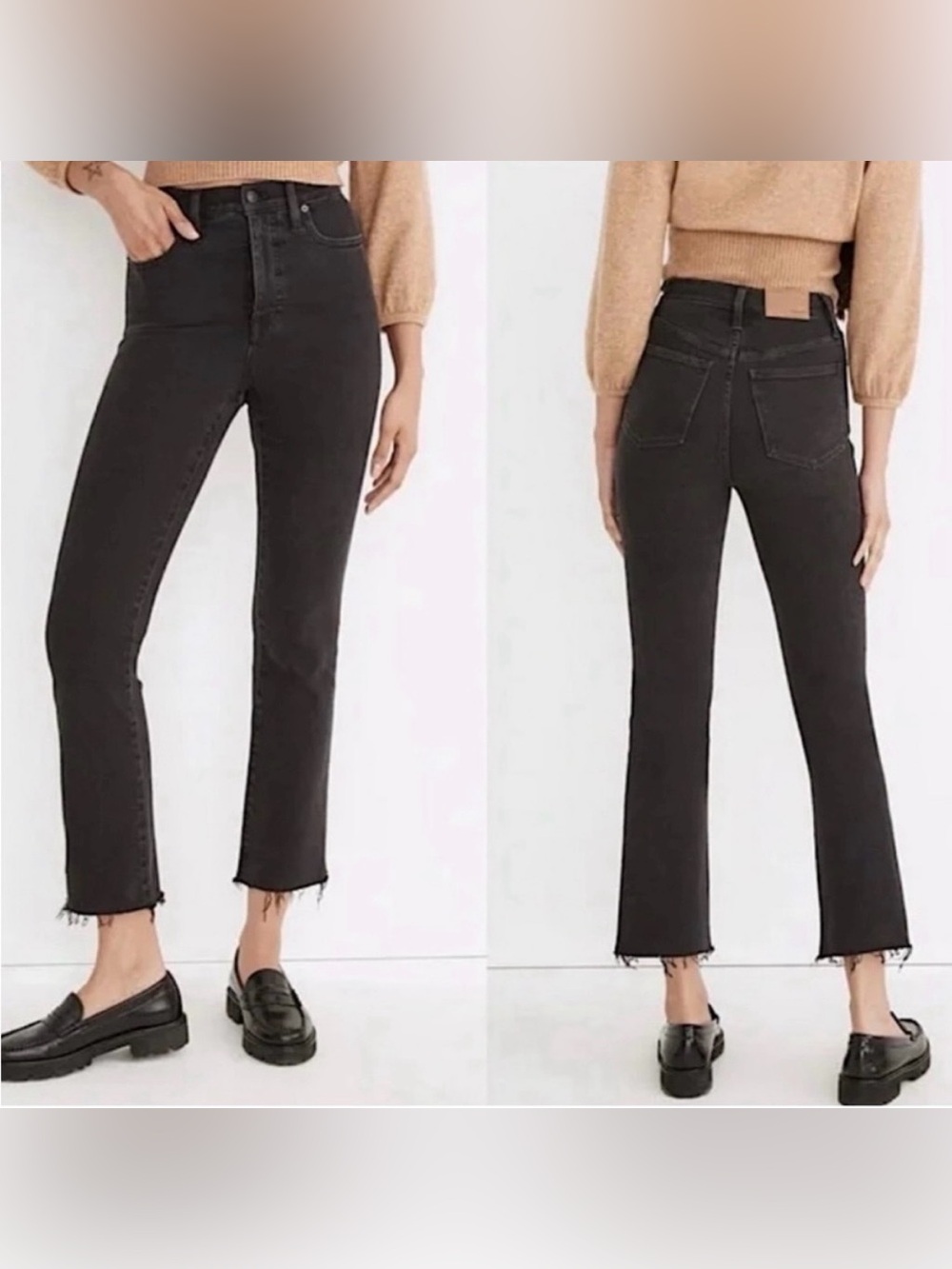 High-Waist Black Women's Straight Jeans